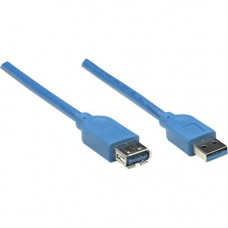 Manhattan SuperSpeed USB 3.0 A Male/A Female Extension Cable, 10 ft (3m), Blue - USB 3.0 for ultra-fast data transfer rates with zero data degradation 322447