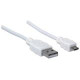 Manhattan Hi-Speed USB 2.0 A Male to Micro-B Male Device Cable - 6 ft - White - USB for Notebook - 6 ft - 1 x Type A Male USB - 1 x Type B Male Micro USB - Nickel Plated Contact - Shielding - White 324069