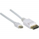 Manhattan Mini DisplayPort Male to DisplayPort Male Male Monitor Cable, 10&#39;&#39;, White - Fully shielded to reduce EMI and other interference sources 324830