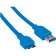Manhattan SuperSpeed USB 3.0 A Male to Micro-B SuperSpeed Male Device Cable, 5 Gbps, 6 ft (2m), Blue - USB 3.0 for ultra-fast data transfer rates with zero data degradation 325424