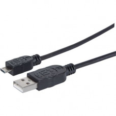 Manhattan Hi-Speed USB 2.0 A Male to Micro-B Male Device Cable, 1.5&#39;&#39;, Black - Hi-Speed USB 2.0 for ultra-fast data transfer rates with zero data degradation 325677