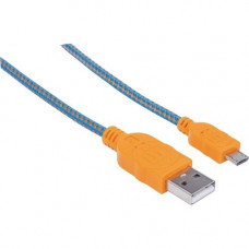 Manhattan Hi-Speed USB 2.0 A Male to Micro-B Male Braided Cable, 1 m (3 ft.), Blue/Orange - USB for Smartphone, Tablet, Cellular Phone - 60 MB/s - 1 x Type A Male USB - 1 x Micro Type B Male USB - Gold Plated Contact - Shielding 352734