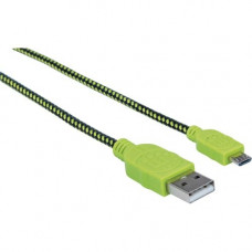 Manhattan Hi-Speed USB 2.0 A Male to Micro-B Male Braided Cable, 1 m (3 ft.), Black/Green - USB for Smartphone, Tablet, Cellular Phone - 60 MB/s - 1 x Type A Male USB - 1 x Micro Type B Male USB - Gold Plated Contact - Shielding 352772