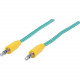 Manhattan 3.5mm Stereo Male to Male Braided Audio Cable, 1.8 m (6 ft), Teal/Yellow - Mini-phone for Audio Device, Speaker, Cellular Phone, Smartphone, Tablet - 6 ft - 1 x Mini-phone Male Stereo Audio - 1 x Mini-phone Male Stereo Audio - Teal, Yellow 35279