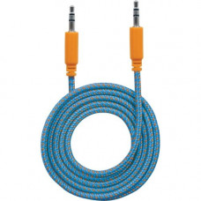 Manhattan 3.5mm Stereo Male to Male Braided Audio Cable, 1 m (3 ft), Blue/Orange - Mini-phone for Audio Device, Speaker, Cellular Phone, Smartphone, Tablet - 3 ft - 1 x Mini-phone Male Stereo Audio - 1 x Mini-phone Male Stereo Audio - Blue, Orange 352802