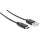 Manhattan Hi-Speed USB 2.0 A Male to C Male Device Cable, 3 ft, Black - USB for Desktop Computer, Notebook, Hub - 60 MB/s - 3 ft - 1 x Type C Male USB - 1 x Type A Male USB - Nickel Plated Contact - Shielding - Black 353298