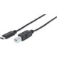 Manhattan Hi-Speed USB 2.0 C Male to B Male Device Cable, 3 ft, Black - USB for Desktop Computer, Notebook, Hub - 60 MB/s - 3 ft - 1 x Type C Male USB - 1 x Type B Male USB - Nickel Plated Contact - Shielding - Black 353304