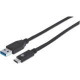 Manhattan SuperSpeed+ USB 3.1 Gen2 A Male to C Male Device Cable, 10 Gbps, 3 ft, Black - USB - 1.25 GB/s - 3 ft - 1 x Type A Male USB - 1 x Type C Male USB - Nickel Plated Contact - Shielding - Black 353373