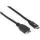 Manhattan SuperSpeed+ USB 3.1 Gen2 Type-C Male to Micro-B SuperSpeed Male Device Cable, 10 Gbps, 3 ft, Black - USB - 1.25 GB/s - 3 ft - 1 x Type C Male USB - 1 x Type B Male Micro USB - Nickel Plated Contact - Shielding 353397