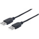 Manhattan USB-A to USB-A Cable, 0.5m, Male to Male, 480 Mbps (USB 2.0), Hi-Speed USB, Black, Lifetime Warranty, Polybag - 1.50 ft USB Data Transfer Cable for Notebook, Hub, Computer, MAC - First End: 1 x Type A Male USB - Second End: 1 x Type A Male USB -