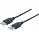 Manhattan Hi-Speed USB A Device Cable - 3.28 ft USB Data Transfer Cable for Notebook, Hub, Computer, MAC - First End: 1 x Type A Male USB - Second End: 1 x Type A Male USB - 60 MB/s - Shielding - Gold Plated Contact - Black 353892