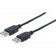 Manhattan Hi-Speed USB A Device Cable - 10 ft USB Data Transfer Cable for Notebook, Hub, Computer, MAC - First End: 1 x Type A Male USB - Second End: 1 x Type A Male USB - 60 MB/s - Shielding - Gold Plated Contact - Black 353915