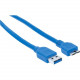 Manhattan SuperSpeed USB Device Cable - USB for Camera, Notebook, PDA, USB Hub - 640 MB/s - 1.5 ft - 1 x Type A Male USB - 1 x Type B Male Micro USB - Gold Plated Contact - Shielding - Blue 354318