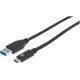 Manhattan SuperSpeed+ USB C Device Cable - 1.67 ft USB Data Transfer Cable - First End: 1 x Type A Male USB - Second End: 1 x Type C Male USB - 1.25 GB/s - Shielding - Nickel Plated Contact - Black 354639