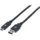 Manhattan SuperSpeed USB C Device Cable - 6.56 ft USB Data Transfer Cable - First End: 1 x Type C Male USB - Second End: 1 x Type A Male USB - 640 MB/s - Shielding - Nickel Plated Contact - Black - 1 Pack 354974