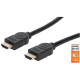 Manhattan Certified Premium High Speed HDMI Cable with Ethernet - 5.91 ft HDMI A/V Cable for Audio/Video Device, TV, Blu-ray Player, Gaming Console, Stereo System, PC - First End: 1 x 19-pin HDMI Digital Audio/Video - Male - Second End: 1 x 19-pin HDMI Di