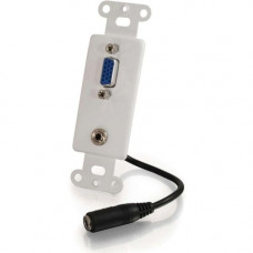 C2g VGA and 3.5mm Audio Pass Through Wall Plate - White - Mini-phone Stereo Speakers, HD-15 VGA - White" 37091