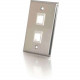 C2g 2-Port Single Gang Multimedia Keystone Wall Plate - Stainless Steel - 2 x Socket(s) - 1-gang - TAA Compliance 37094