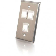 C2g 3-Port Single Gang Multimedia Keystone Wall Plate - Stainless Steel - 3 x Socket(s) - 1-gang - TAA Compliance 37095