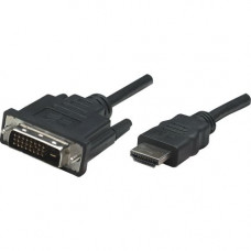 Manhattan HDMI to DVI-D Dual Link Cable, 6&#39;&#39;, Black - Supports existing HD (720p, 1080i and 1080p/60) enhanced (480p) and standard (NTSC or PAL) video formats" 372503