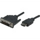 Manhattan 372510 HDMI Cable Adapter - 10 ft HDMI A/V Cable - HDMI Male Digital Audio/Video - DVI-D Male Video - Black 372510