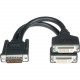C2g 9in One LFH-59 (DMS-59) Male to Two DVI-I Female Cable - DMS-59 Male - DVI-I Female - 9" - Black 38064