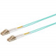 Monoprice OM4 Fiber Optic Cable - LC/LC, 50/125 Type, Multi-Mode, Duplex, 10GB, Aqua, 3m - 9.84 ft Fiber Optic Network Cable for Network Device - First End: 2 x LC/UPC Male Network - Second End: 2 x LC/UPC Male Network - 100 Gbit/s - 50/125 &micro;m -