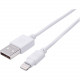 Manhattan iLynk Lightning Cable - MFi Certified - 6 ft - White - Lightning/USB for Hub, iPhone, iPod, iPad - 60 MB/s - 6 ft - 1 x Type A Male USB - 1 x Lightning Male Proprietary Connector - MFI - Nickel Plated Connector - White 390842