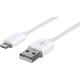 Manhattan iLynk USB Lightning Cable - MFi Certified - 3&#39;&#39; - White - Lightning/USB for iPod, iPad, iPhone - 3 ft - 1 x Type A Male USB - 1 x Lightning Male Proprietary Connector - Nickel Plated Connector 393744