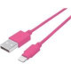 Manhattan iLynk Lightning Cable - MFi Certified - 3 ft - Pink - Lightning/USB for iPod, iPad, iPhone, Phone, Hub - 60 MB/s - 3 ft - 1 x Type A Male USB - 1 x Lightning Male Proprietary Connector - MFI - Nickel Plated Connector - Pink 394222
