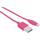 Manhattan iLynk USB Cable with Lightning Connector - MFi Certified - Pink - 6 inches - Type-A Male to 8-Pin Male, 6" , Pink, Lightning/USB for iPod, iPad, iPhone, Hub, Computer - 60 MB/s - 6" - 1 x Type A Male USB - 1 x Lightning Male Proprietar