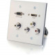 C2g HDMI, VGA, 3.5mm, Composite Video & Stero Audio Pass Through Wall Plate - Aluminum - 1 x HDMI Port(s) - 1 x Mini-phone Port(s) - 1 x VGA Port(s) 39704