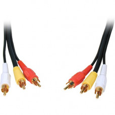 Comprehensive Standard 3RCA-3RCA-6ST Audio/Video Cable - 6 ft - 3 x RCA Male Audio/Video - 3 x RCA Male Audio/Video - Shielding - Black - RoHS Compliance 3RCA-3RCA-6ST