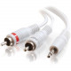 C2g 50ft One 3.5mm Stereo Male to Two RCA Stereo Male Audio Y-Cable - White - 50 ft Audio Cable for Audio Device, iPod - First End: 1 x Mini-phone Male Stereo Audio - Second End: 2 x RCA Male Stereo Audio - Splitter Cable - Shielding - Nickel Plated Conta