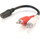 C2g 6in Value Series One 3.5mm Stereo Female To Two RCA Stereo Male Y-Cable - Mini-phone Female Stereo - RCA Male Stereo - Black - RoHS Compliance 40424