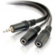 C2g 6ft One 3.5mm Stereo Male to Two 3.5mm Stereo Female Y-Cable - Mini-phone Male Stereo - Mini-phone Female Stereo - 6ft - Black - RoHS Compliance 40427