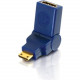 C2g 90&deg; Rotating HDMI to HDMI Mini Adapter - F/M - 1 x HDMI Female Digital Audio/Video - 1 x Mini HDMI Male Digital Audio/Video - Blue - RoHS Compliance 40434