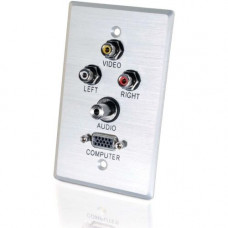 C2g Audio/Video Faceplate - 1-gang - Stereo Audio Line Out, Mini-phone Audio, HD-15 VGA, Composite Video Out 40498
