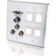 C2g Audio/Video/Keystone Faceplate - 2-gang - HD-15 VGA, 3.5mm Audio, Composite Video Out, 3.5mm Stereo Audio Line Out 40509