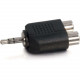 C2g 3.5mm Stereo Male to Dual RCA Female Audio Adapter - 2 x RCA Female - 1 x Mini-phone Male - Black - TAA Compliance 40645
