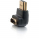 C2g HDMI to HDMI Adapter - 90&deg; Down - Male to Female - 1 x Type A Male Digital Audio/Video - 1 x Type A Female Digital Audio/Video - Gold Connector - Black - RoHS Compliance 40999