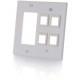 C2g Decorative Style Cutout with Four Keystone Double Gang Wall Plate - White - 2-gang - White - Metal 41341
