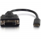 C2g Mini HDMI to DVI Adapter - Mini HDMI to DVI Converter - M/F - DVI-D/HDMI for Video Device, Notebook, Monitor - 8" - 1 x HDMI (Mini Type C) Male Digital Audio/Video - 1 x DVI (Single-Link) Female Digital Video - Shielding - Black"""