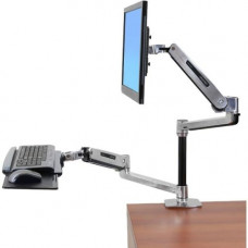 Ergotron WorkFit-LX Desk Mount for Flat Panel Display, Keyboard, Mouse - Polished Aluminum - 42" Screen Support - 29.76 lb Load Capacity 45-405-026