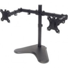 Manhattan Universal Dual Monitor Stand with Double-Link Swing Arms - Up to 32" Screen Support - 35.27 lb Load Capacity - Desktop, Countertop - Steel - Black 461559