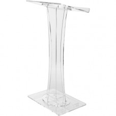 Oklahoma Sound Clear Acrylic Curved Lectern - Rectangular Base - 46" Height x 24" Width x 15" Depth - Assembly Required - Clear - Acrylic, Plexiglass 471