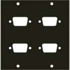 Middle Atlantic Products UCP Module, Four DB9 Punchouts - 4 x Total Number of Socket(s) - Black Anodized - Aluminum 4DB9