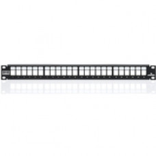 Leviton QuickPort 4S255-S24 Shielded 24-Port Blank Patch Panel - 24 - 24 Port(s) - 24 x RJ-11 - 1U High - Rack-mountable 4S255-S24