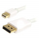 4XEM 6Ft 2M Mini DisplayPort Male To DisplayPort Male Adapter Cable With Gold plated connectors - White Mini DisplayPort to Displayport Adapter for Audio/Video Device, TV, Monitor, Projector, Mac mini, Notebook - 6 ft - 1 Pack - 1 x Mini DisplayPort Male 