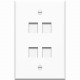 4XEM 4 Port/2 Gang RJ45 Cat5/Cat6 Ethernet Wall Plate (White) - 4 x Socket(s) - White 4XFP04KYWH